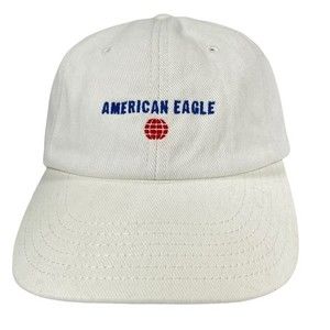 American Eagle White Hat Embroidered Logo 100% Cotton Sporty Preppy AEO One Size